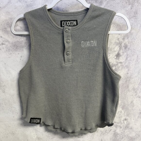 Dixxon Flannel Co Thermal Womens Top Large 15.5x18 Gray Waffle Knit - Picture 1 of 7